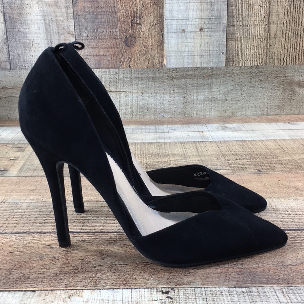 Forever 21 Black D'orsay High Heels Pointed Toe